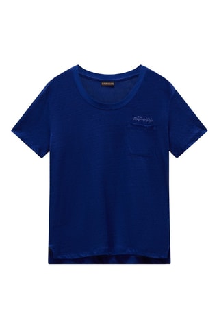 Camiseta de lino S Ete - Azul rey - Napapijri