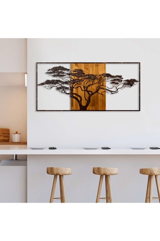 Adorno mural de madera - Natural - 147 x 70 cm