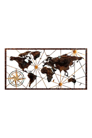 Decoração de parede World Map - 120 x 60 cm - Castanho