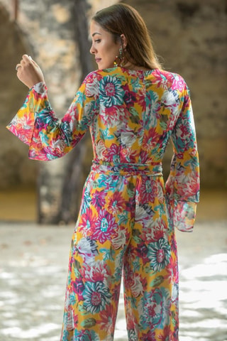 Jumpsuit - Geel en Turquoise - Blauw en geel