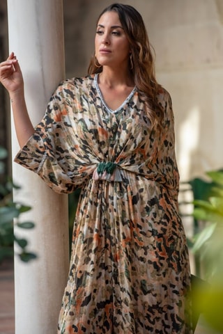 Kaftan - Beige - Zwart en beige