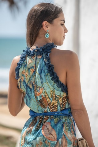 Lange Jurk - Blauw - Blauw en groen