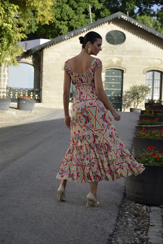 Zijden Midi-jurk - Multicolor - Multicolor