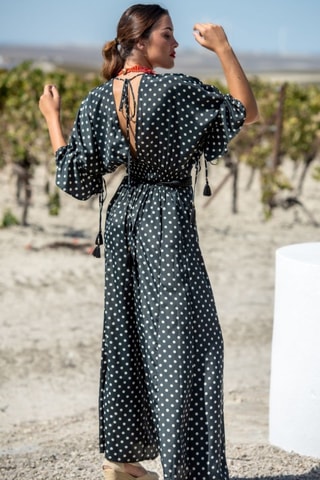 Zijden Jumpsuit - Zwart - Zwart en wit