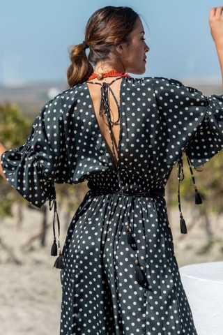 Zijden Jumpsuit - Zwart - Zwart en wit
