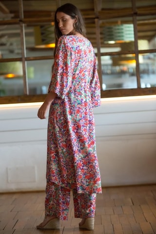 Kimono - Rood - Rood, groen en roze