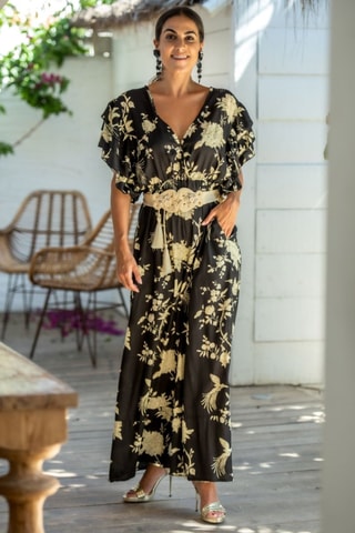 Jumpsuit - Zwart - Zwart en beige