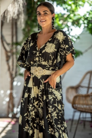 Jumpsuit - Zwart - Zwart en beige