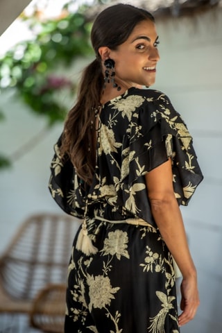 Jumpsuit - Zwart - Zwart en beige
