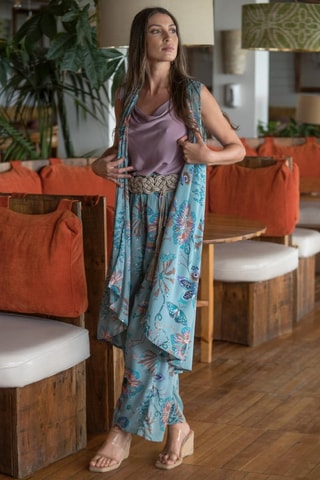Mouwloos Zijden Vest - Blauw - Blauw en paars