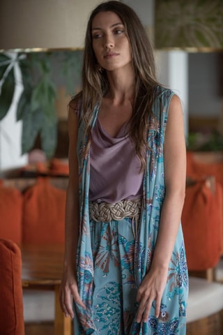 Mouwloos Zijden Vest - Blauw - Blauw en paars