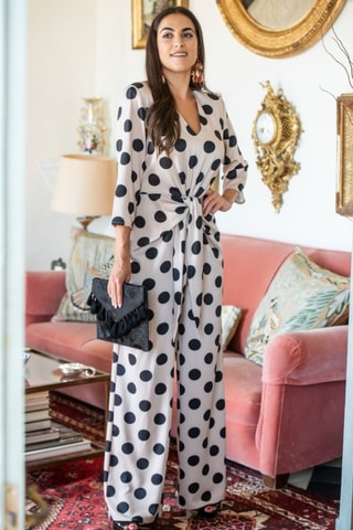 Jumpsuit - Beige - Zwart en beige