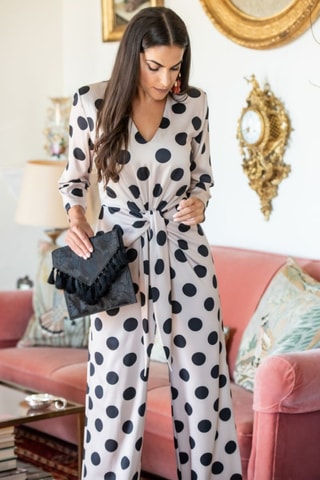 Jumpsuit - Beige - Zwart en beige