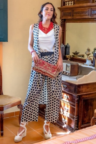 Mouwloos Zijden Vest - Wit - Wit en zwart
