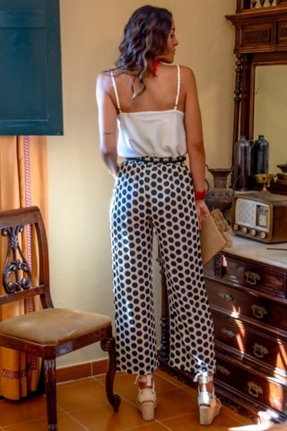 Zijden Casual Broek - Wit - Wit en zwart