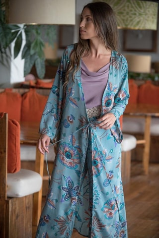 Zijden Kimono - Blauw - Blauw en paars