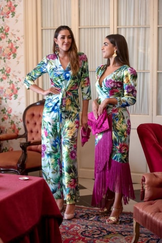 Jumpsuit - Wit - Wit, groen en roze