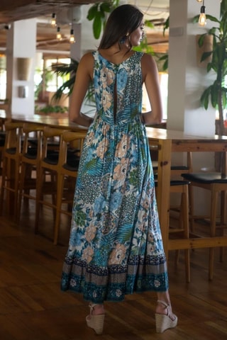 Lange Jurk - Blauw - Blauw en groen