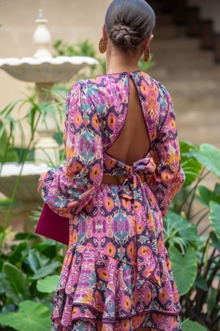 Jurk - Fuchsia - Oranje en roze