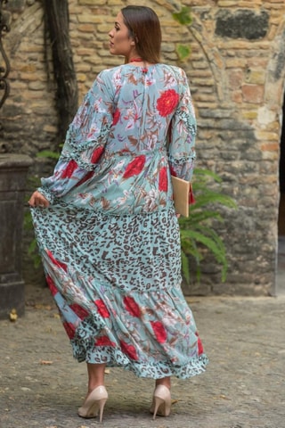 Lange Jurk - Blauw - Rood en blauw