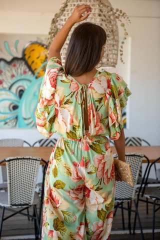 Jumpsuit - Groen - Wit, groen en roze