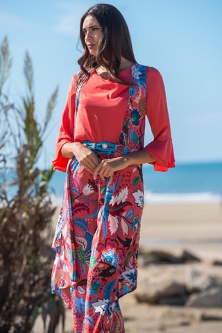 Mouwloos Zijden Vest - Rood - Wit, rood en blauw
