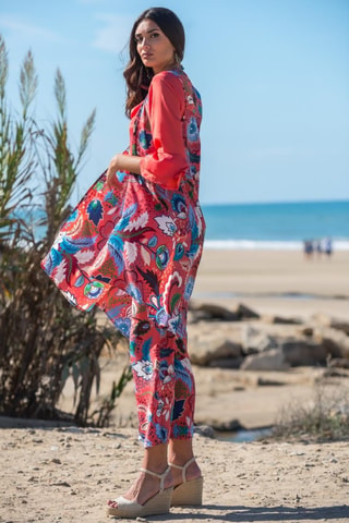 Mouwloos Zijden Vest - Rood - Wit, rood en blauw