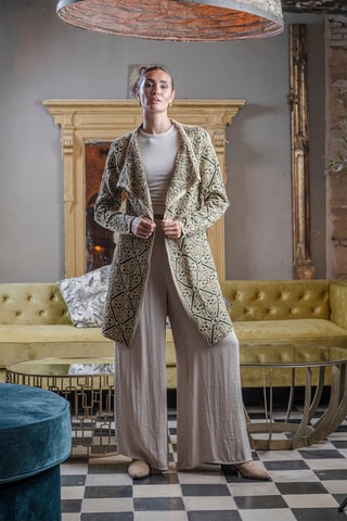 Vest - Beige - Beige en groen