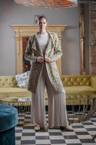 Vest - Beige - Beige en groen