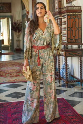 Jumpsuit - Groen - Groen en roze