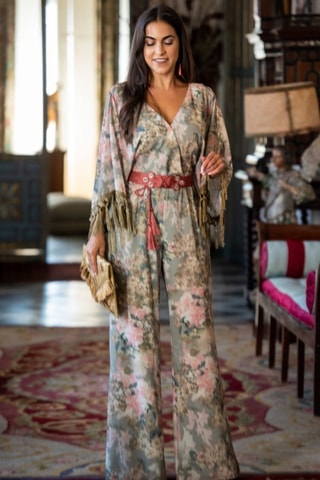 Jumpsuit - Groen - Groen en roze