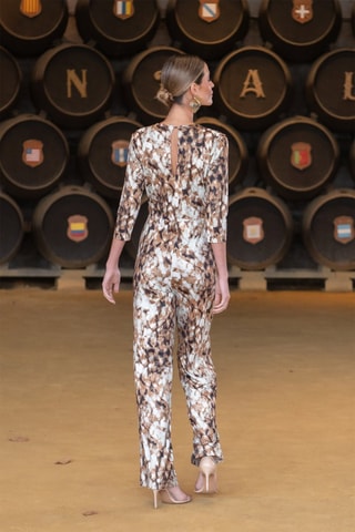 Jumpsuit - Bruin - Wit en bruin