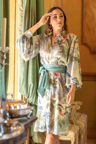 Blouse-jurk - Groen - Beige en groen