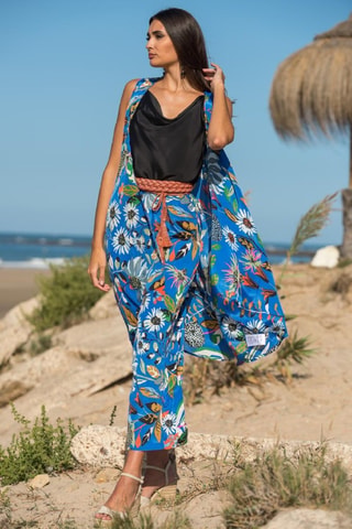 Zijden Casual Broek - Blauw - Multicolor