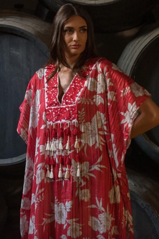 Tuniek-jurk - Rood - Rood en wit