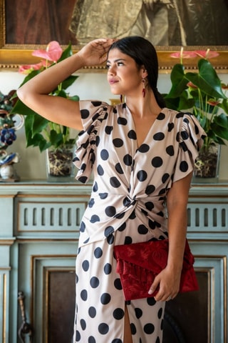 Jurk - Beige - Zwart en beige