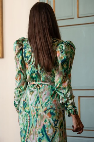 Lange Jurk - Groen - Wit en groen