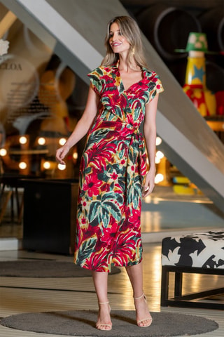 Robe portefeuille - Rouge et vert