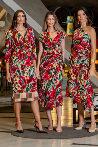 Robe portefeuille - Rouge et vert