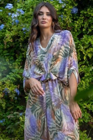 Kaftan - Paars - Beige, groen en paars