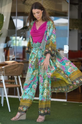 Kimono - Groen - Groen en roze