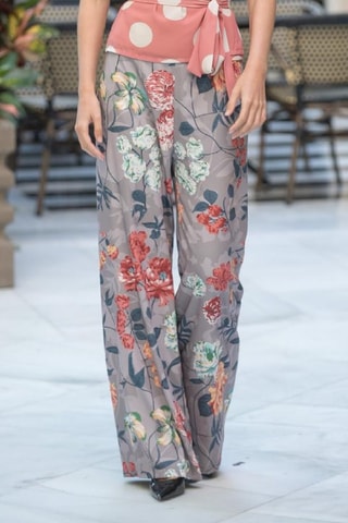 Broek Wide Legs - Groen - Beige en groen