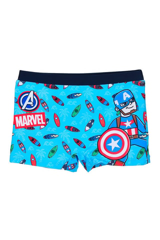 Bañador estilo bóxer Capitán América y Iron Man Los Vengadores Marvel - Azul marino