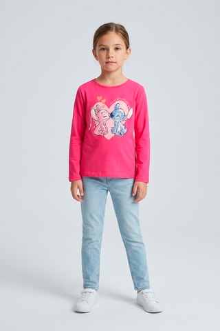 Camiseta Stitch y Ángel Lilo y Stitch Disney - Rosa