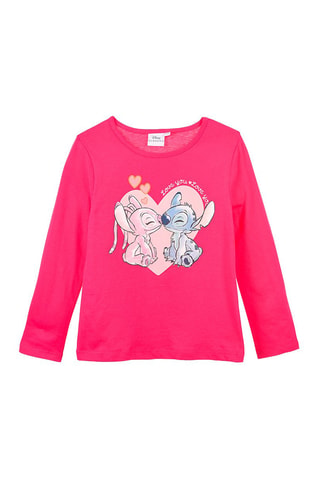 Camiseta Stitch y Ángel Lilo y Stitch Disney - Rosa