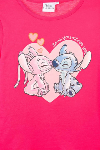 Camiseta Stitch y Ángel Lilo y Stitch Disney - Rosa