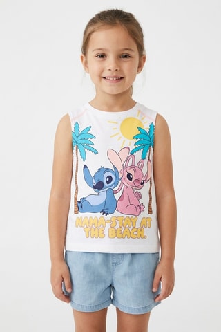 Camiseta de tirantes Ángel y Stitch Lilo y Stitch Disney - Blanco