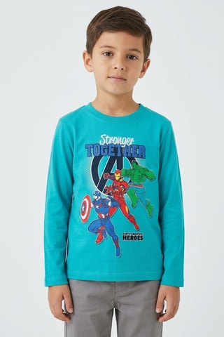 Camiseta Hulk, Iron Man y Capitán América Los Vengadores Marvel - Azul