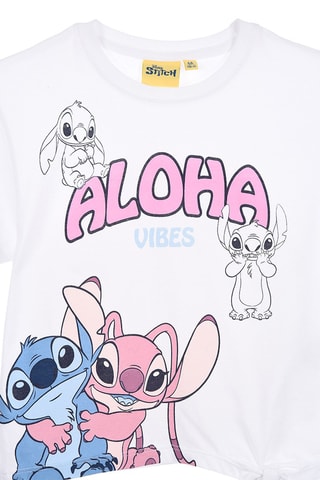 Camiseta anudada Ángel y Stitch Lilo y Stitch Disney - Blanco