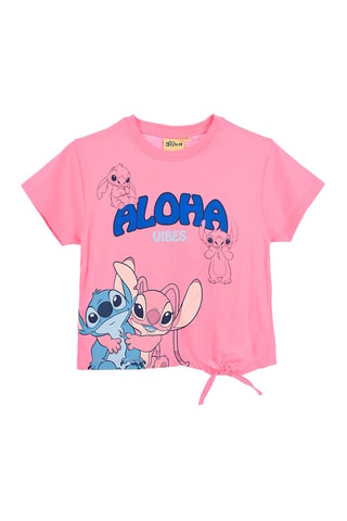 Camiseta anudada Ángel y Stitch Lilo y Stitch Disney - Rosa